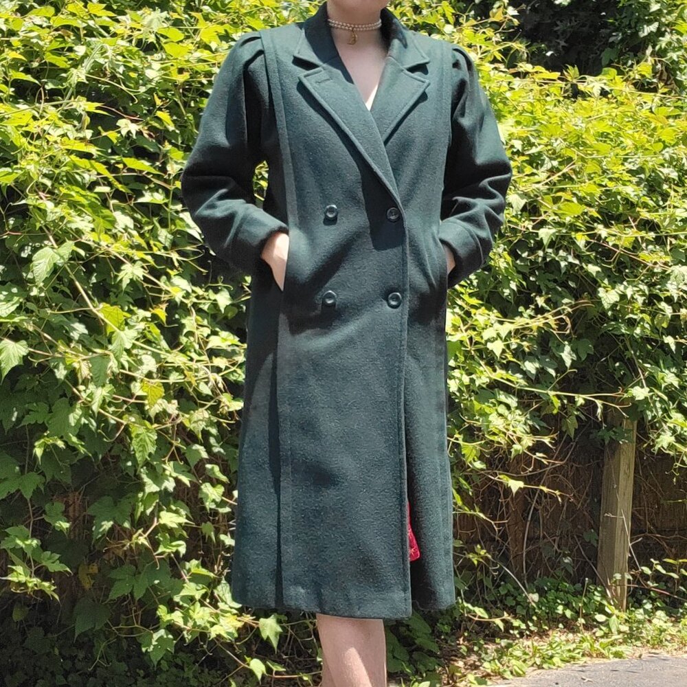 ❝ Worthington vintage green double breasted wool coat ₊˚ 🍃.⋆ ❞